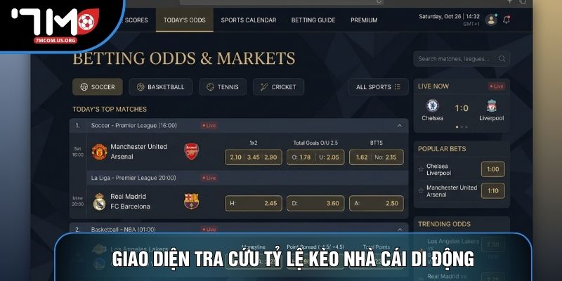 Giao diện tra cứu tỷ lệ kèo nhà cái di động Giao diện tra cứu tỷ lệ kèo nhà cái di động